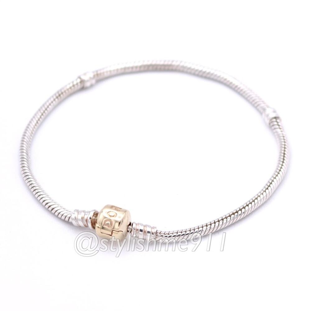 Authentic PANDORA Sterling Bracelet with 14K Sold Gold Clasp